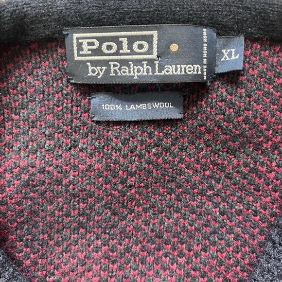 VTG Polo Ralph Lauren Wool Plaid Sweater Mens XL Tartan Buffalo Checked Holiday - Picture 3 of 7